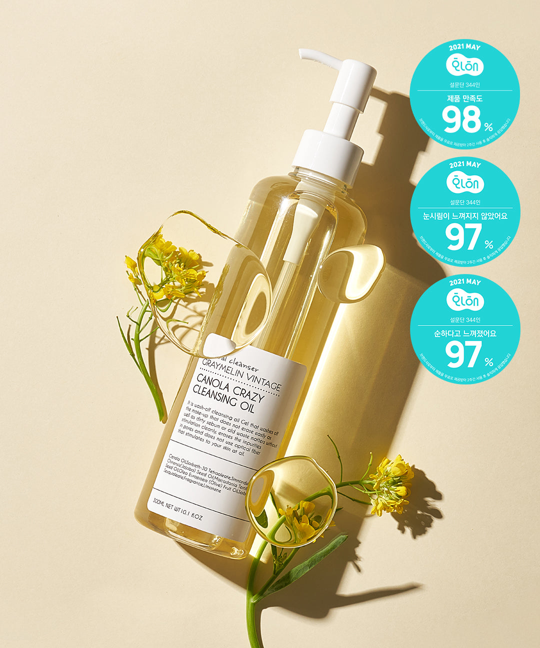 piyonna Canola Crazy Cleansing Oil 300ml Soins visage Démaquillage Huile dém.