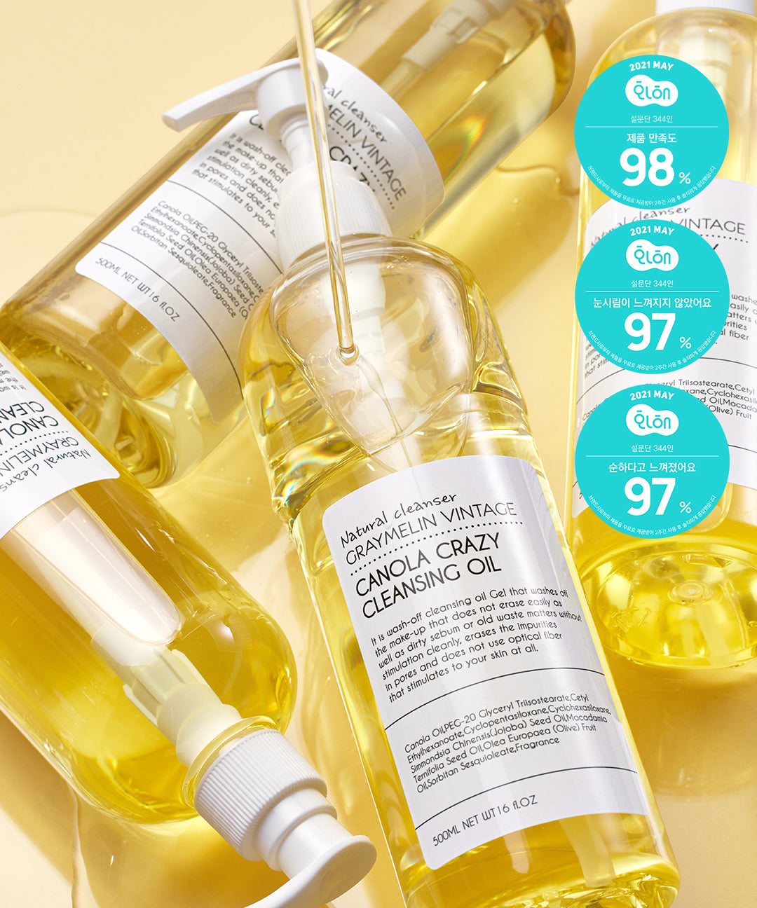 piyonna Canola Crazy Cleansing Oil 300ml Soins visage Démaquillage Huile dém.