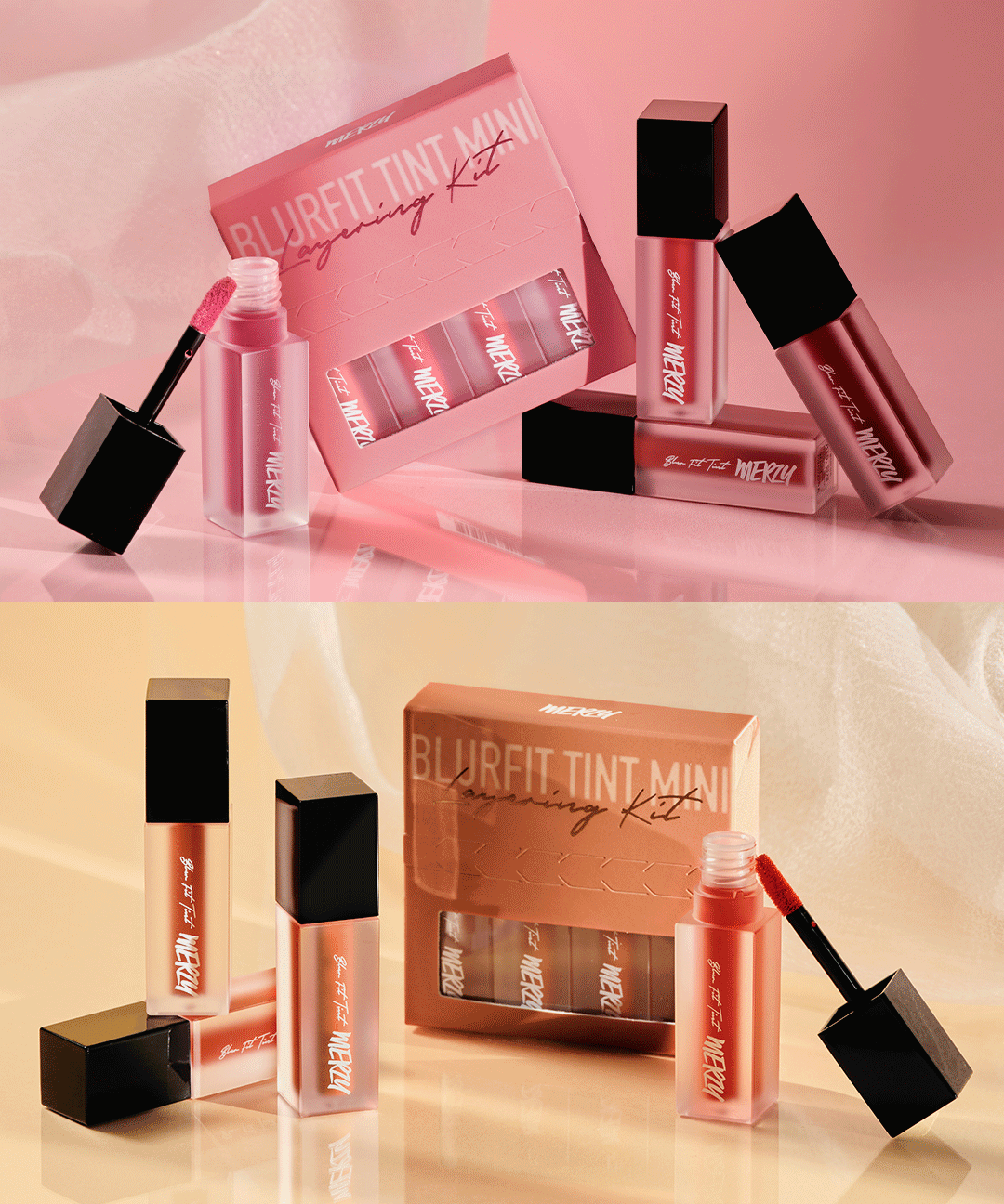 piyonna Blurfit Tint Mini Layering Kit (Warm Tone/Cool Tone) Maquillage Lèvres Encre à lèvres
