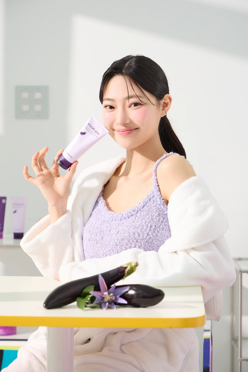 piyonna Eggplant Clearing Mud Cream Mask 100ml Soin de la peau Masque Masque à rincer