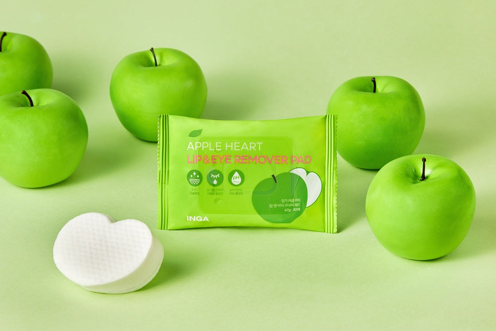 piyonna Apple Heart Lip and Eye Remover Pad 30sheets Soin de la peau Démaquillage Lingette & Pad démaquillant