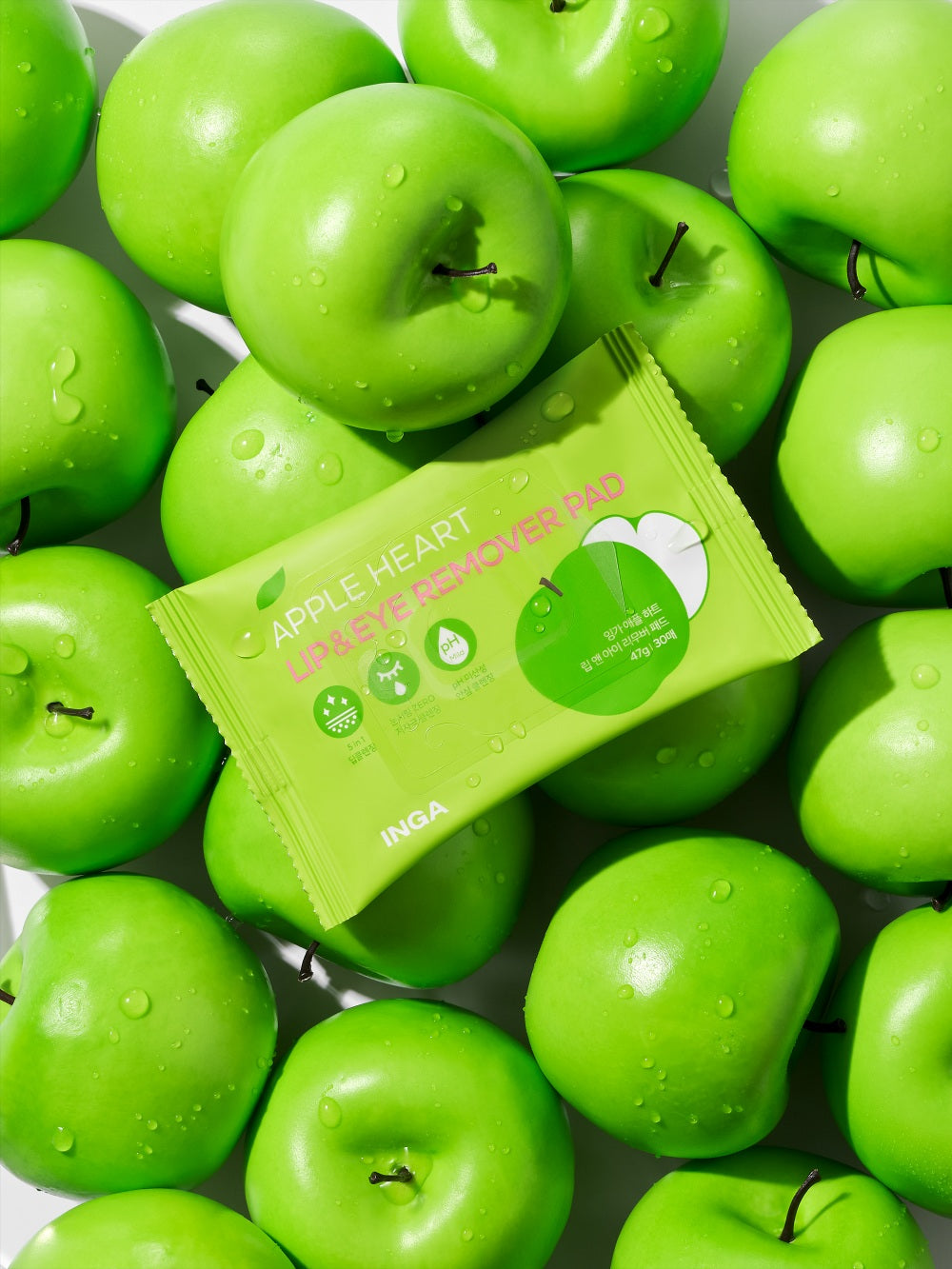 piyonna Apple Heart Lip and Eye Remover Pad 30sheets Soin de la peau Démaquillage Lingette & Pad démaquillant