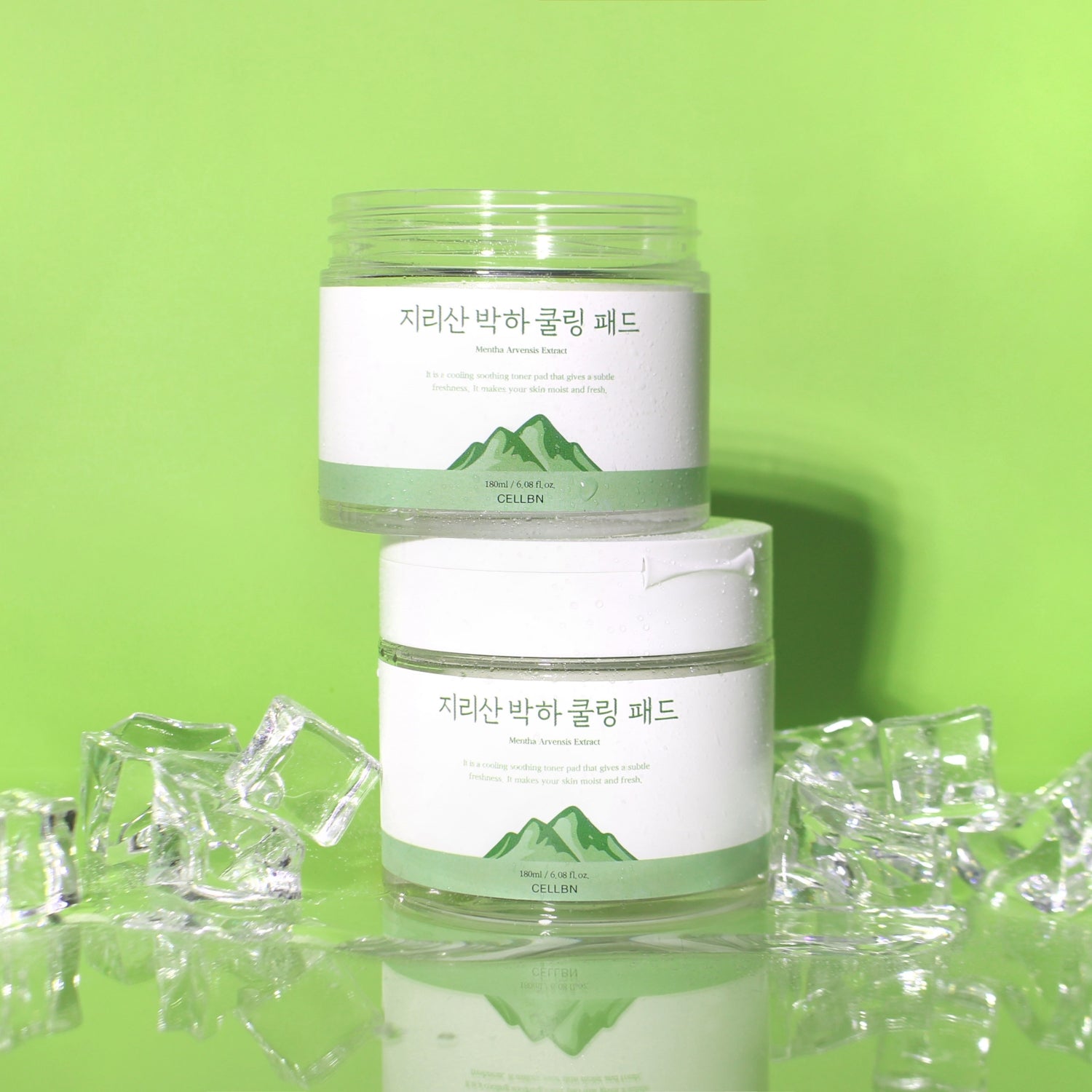 piyonna Jirisan Mint Cooling Pads 180ml 70 Sheets Soin de la peau Lotion tonique Pads tonifiants