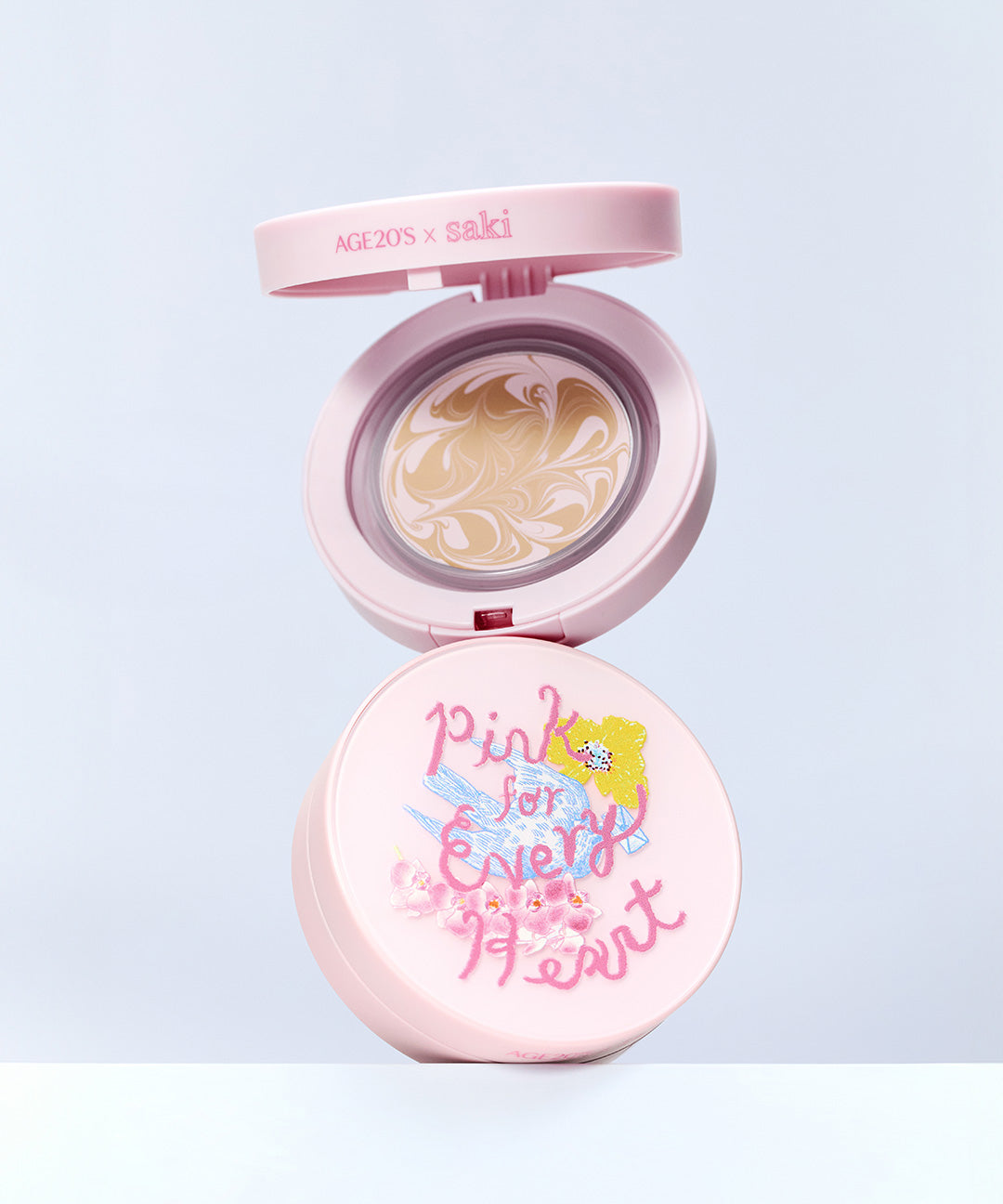 piyonna Pink For Every Heart Edition Dorigin Essence Pact with Refill 2 Puffs Maquillage Teint Poudre compacte