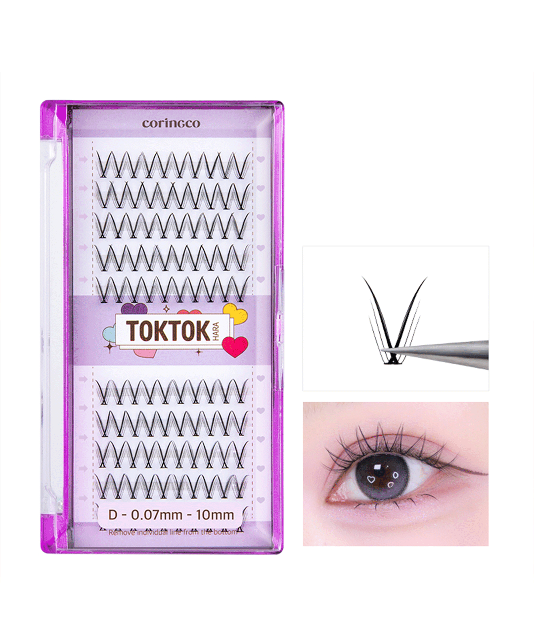 piyonna Toktokhara Check Eyelashes 100pcs Makeup Beauty Tools False Lashes