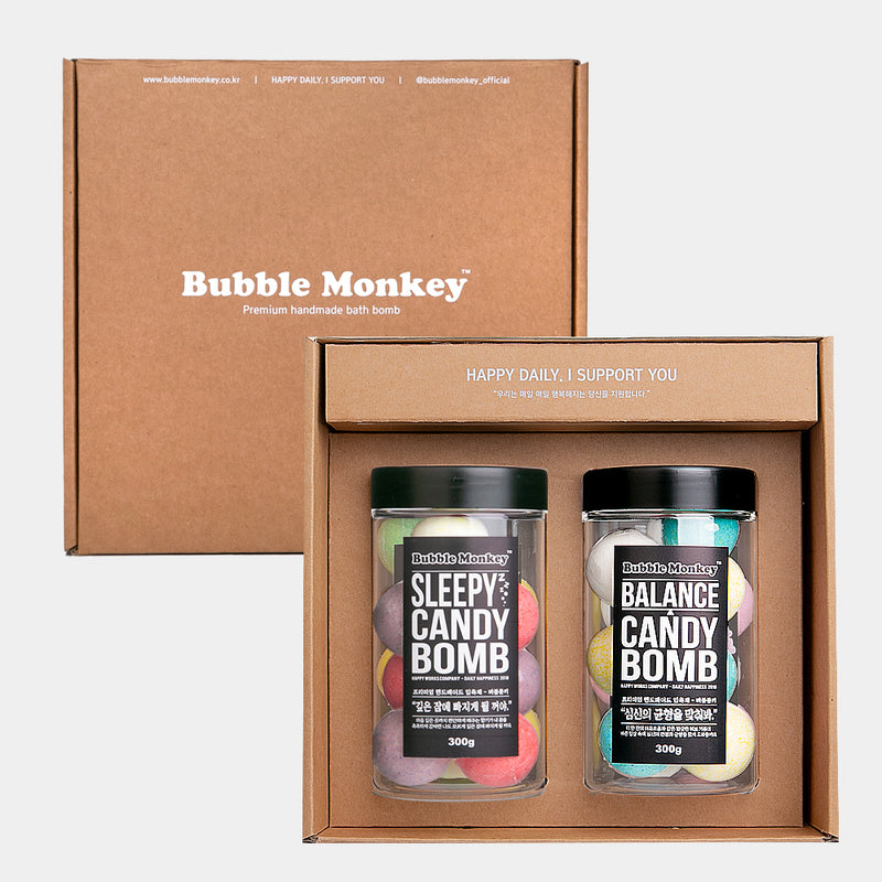 piyonna Bubble Monkey Candybam Kkuljam Bath Bomb 2-Piece Gift Set Hair Body Care Body Care Bath Product