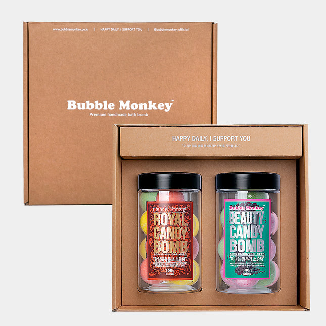piyonna Bubble Monkey Candybam Hanbang Bath Bomb 2-Piece Gift Set Hair & Body Care Body Care Bath Product