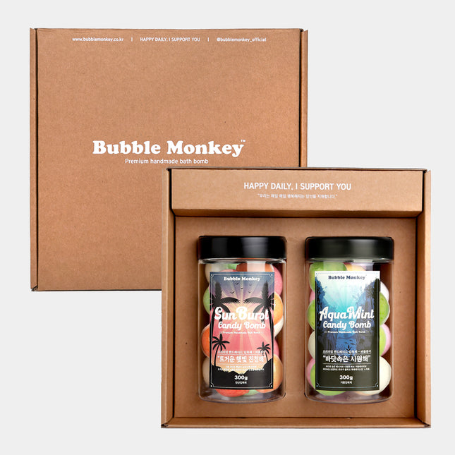 piyonna Bubble Monkey Candybam Sunlight Soothing Bath Bomb 2-Piece Gift Set Hair & Body Care Body Care Bath Product
