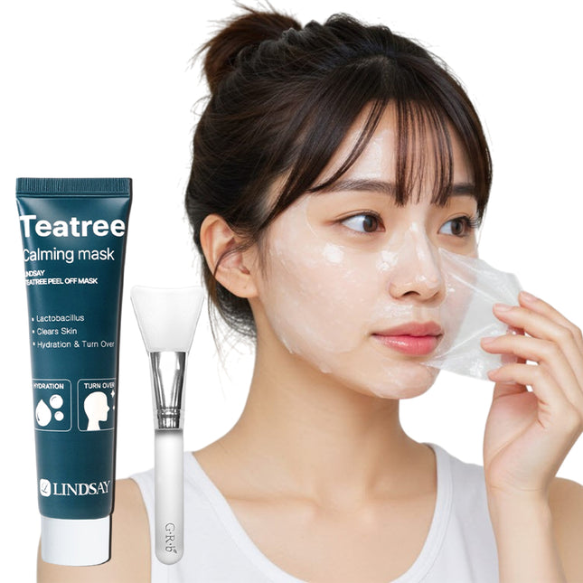 piyonna Lindsay Tea Tree Calming Wrapping Collagen Peel Off Mask 70ml with Brush Masque Masque peel off