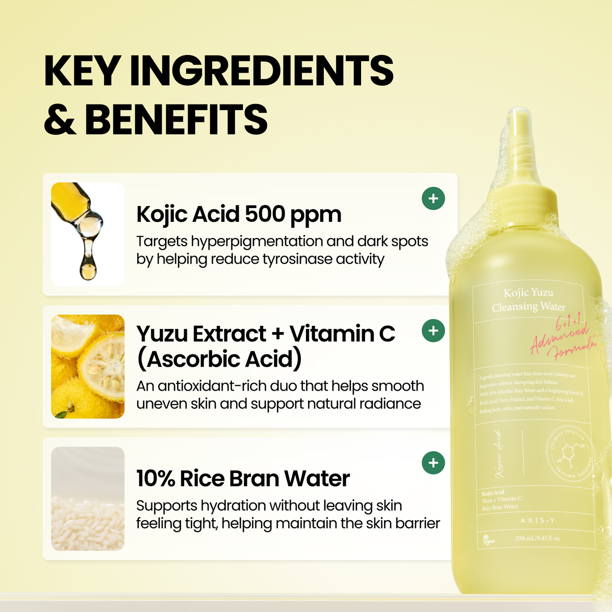 piyonna Kojic Yuzu Cleansing Water 250ml Soins visage Démaquillage Huile dém.