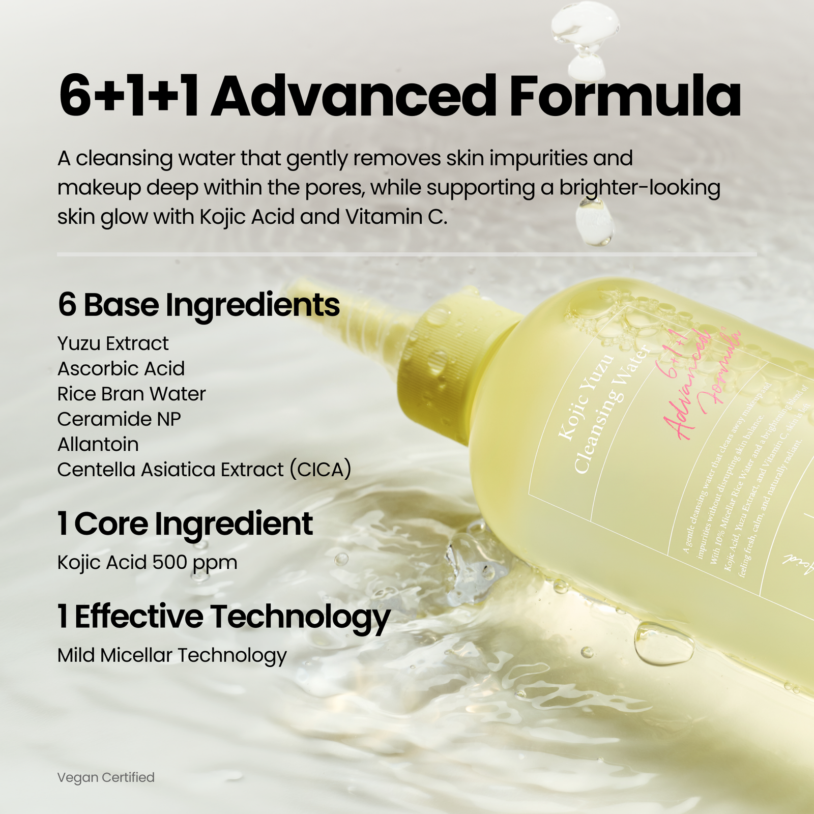 piyonna Kojic Yuzu Cleansing Water 250ml Soins visage Démaquillage Huile dém.