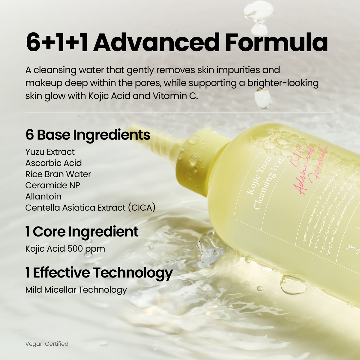 piyonna Kojic Yuzu Cleansing Water 250ml Soins visage Démaquillage Huile dém.