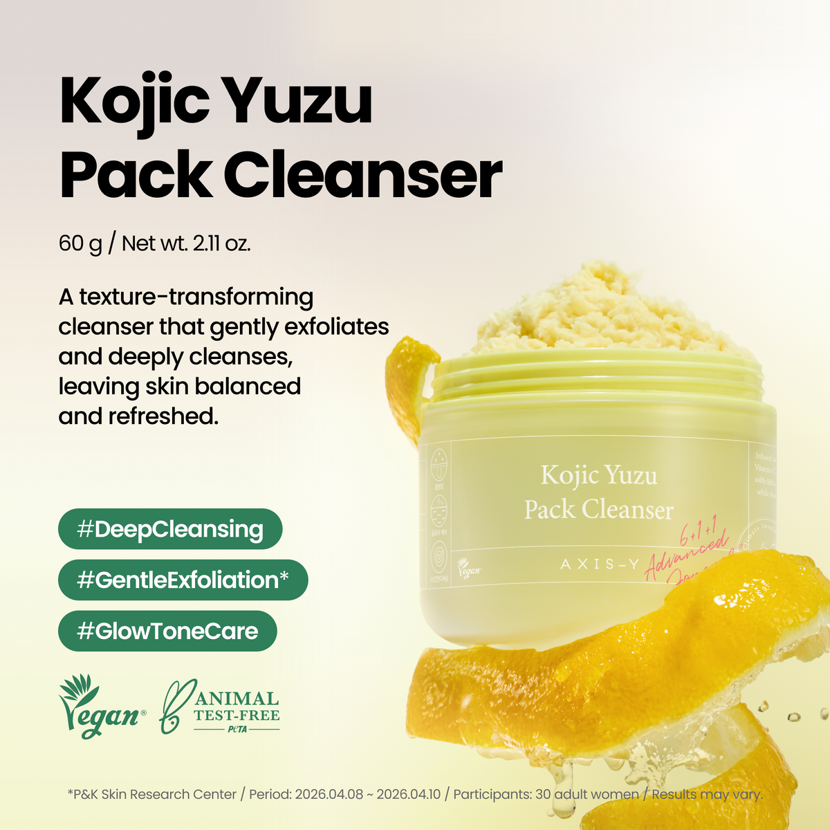 piyonna Kojic Yuzu Pack Cleanser Soins visage Démaquillage Mousse nettoyante