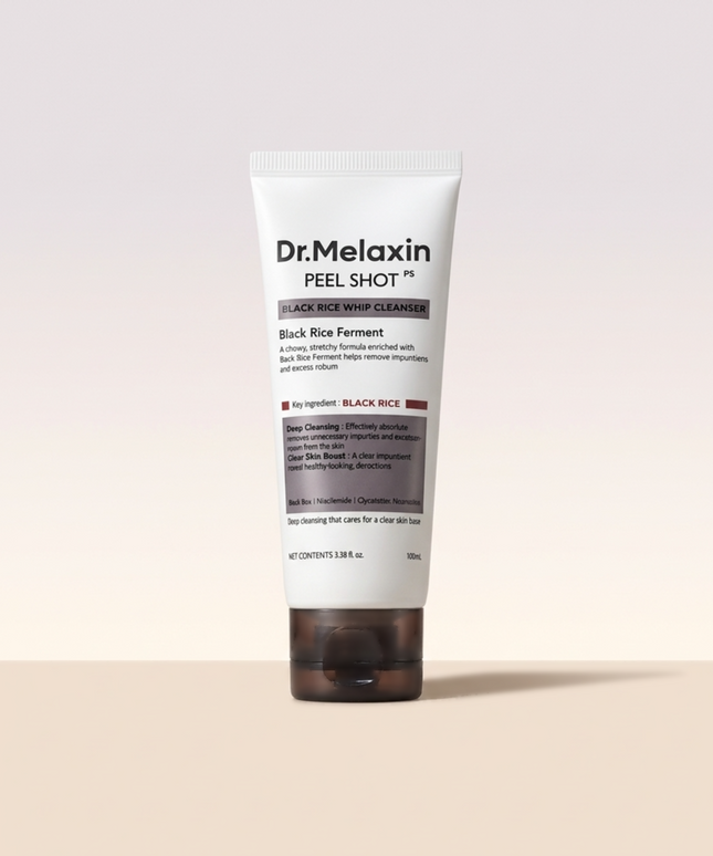piyonna DR.MELAXIN Peel Shot Black Rice Whip Foam Cleanser 100ml Soins visage Démaquillage Mousse nettoyante
