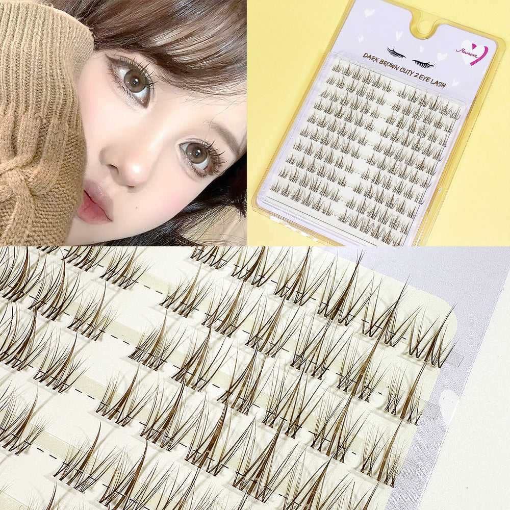piyonna Mibeurin 10-Row Dark Brown Natural Cutie Lash Maquillage Accessoires beauté Faux cils