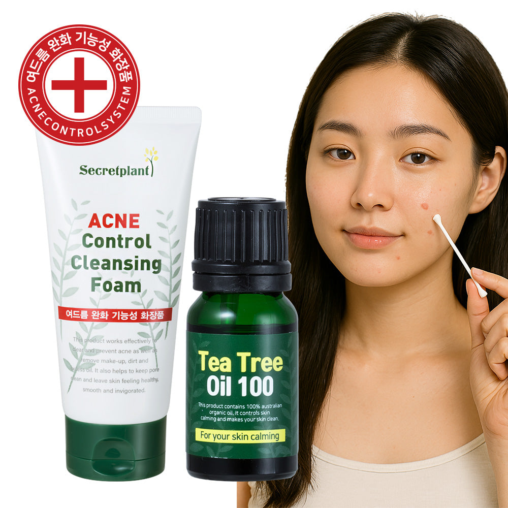 piyonna Organic Tea Tree Oil 100 + Acne Control Cleansing Foam Face Care Face Oil