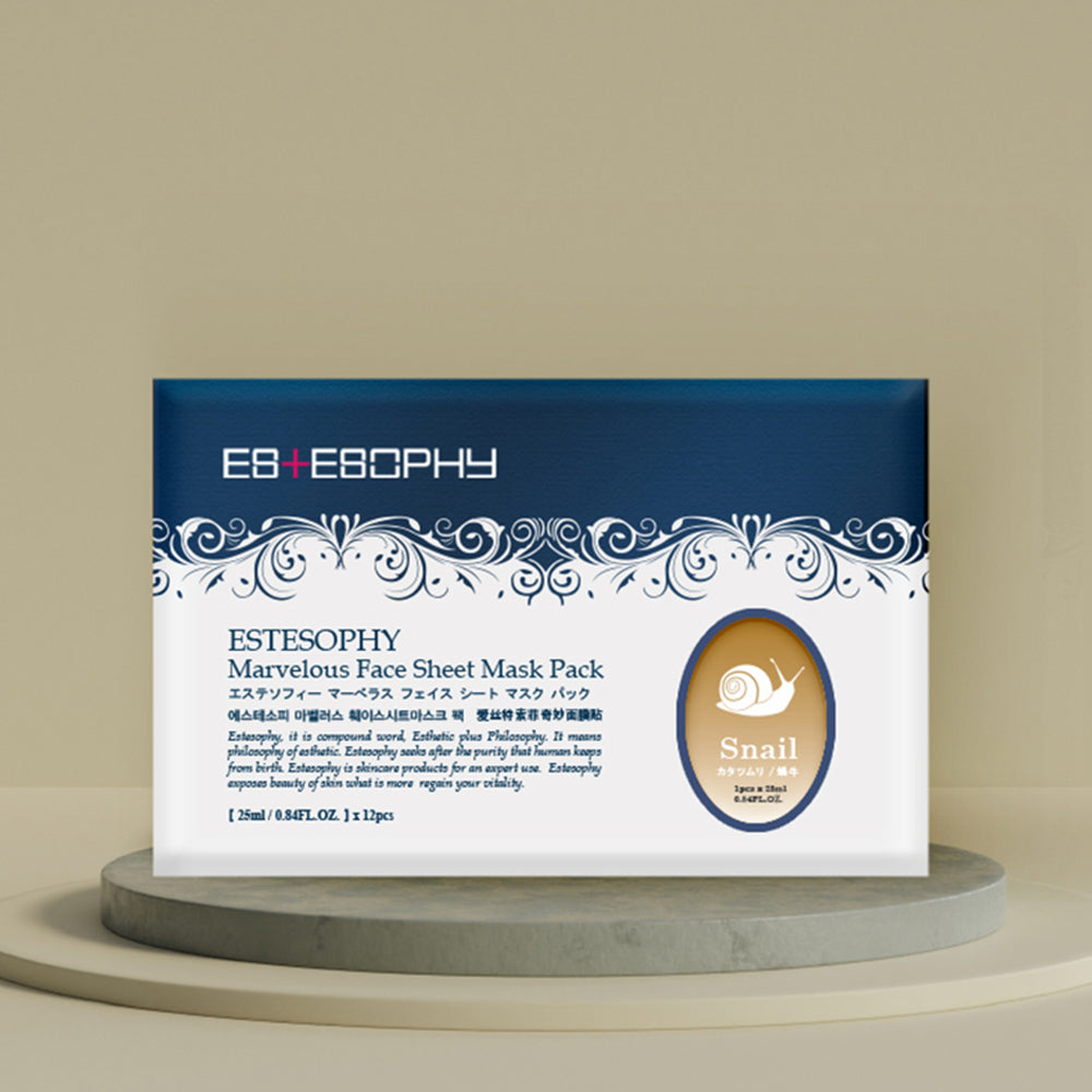 piyonna Estesopy Marvelous Face Sheet Mask Snail 12P Masque Masque visage