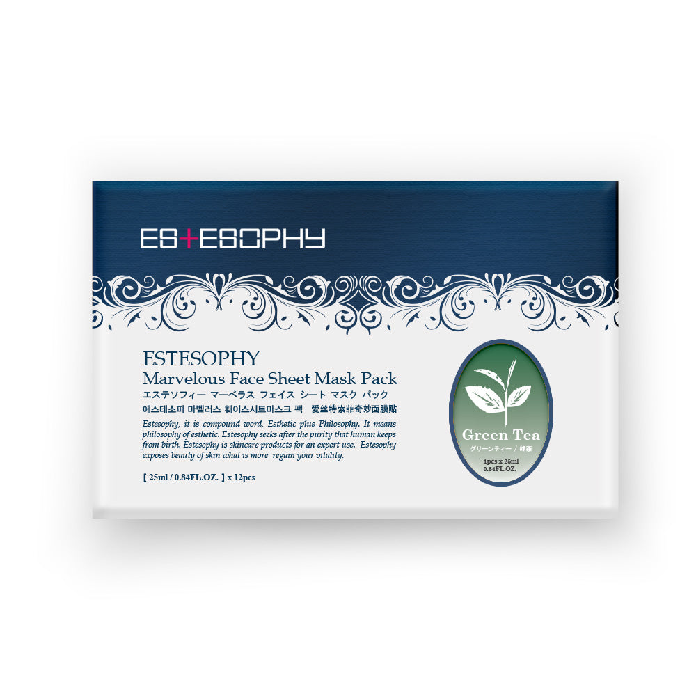 piyonna Estesopy Marvelous Face Sheet Mask Green Tea 1 Sheet Masque Masque visage