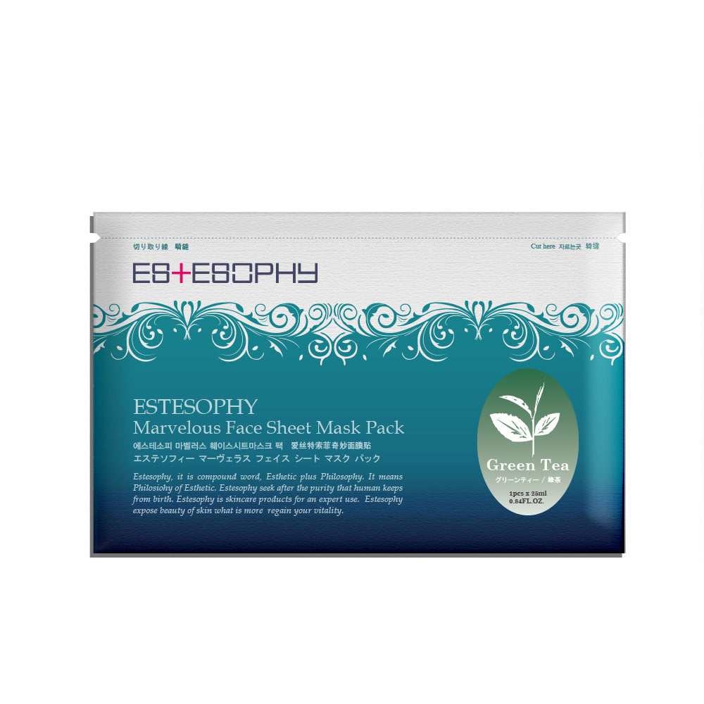 piyonna Estesopy Marvelous Face Sheet Mask Green Tea 1 Sheet Masque Masque visage