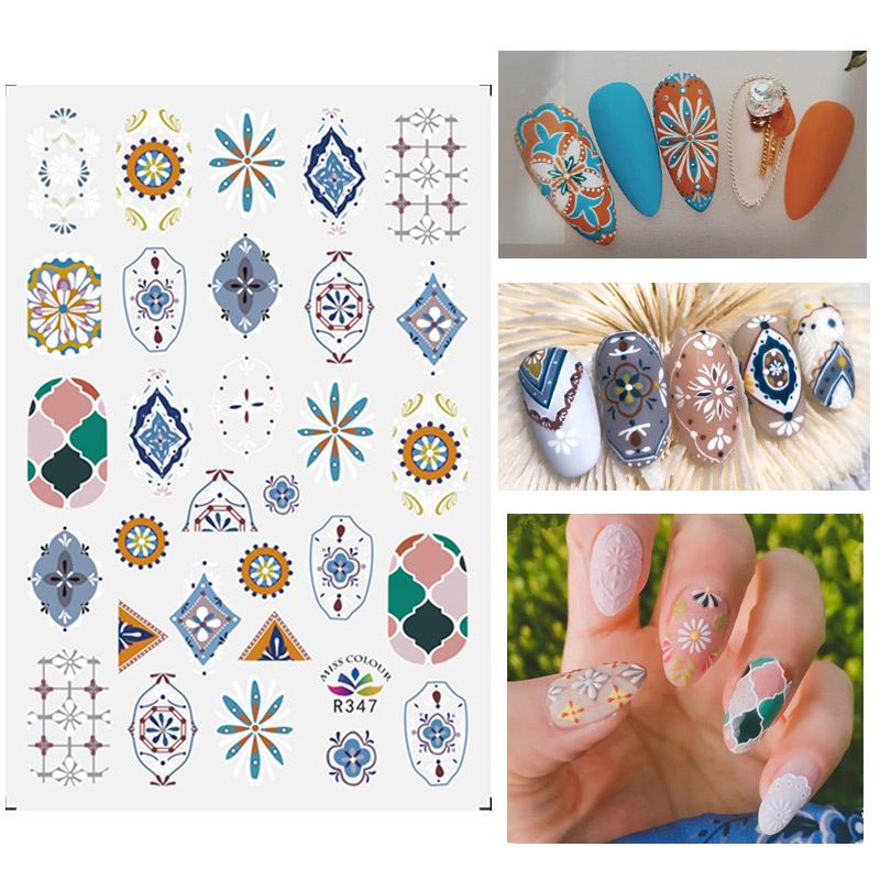 piyonna Nail Stickers Check French Flower Cute Decals Maquillage Ongles Faux ongle & Sticker