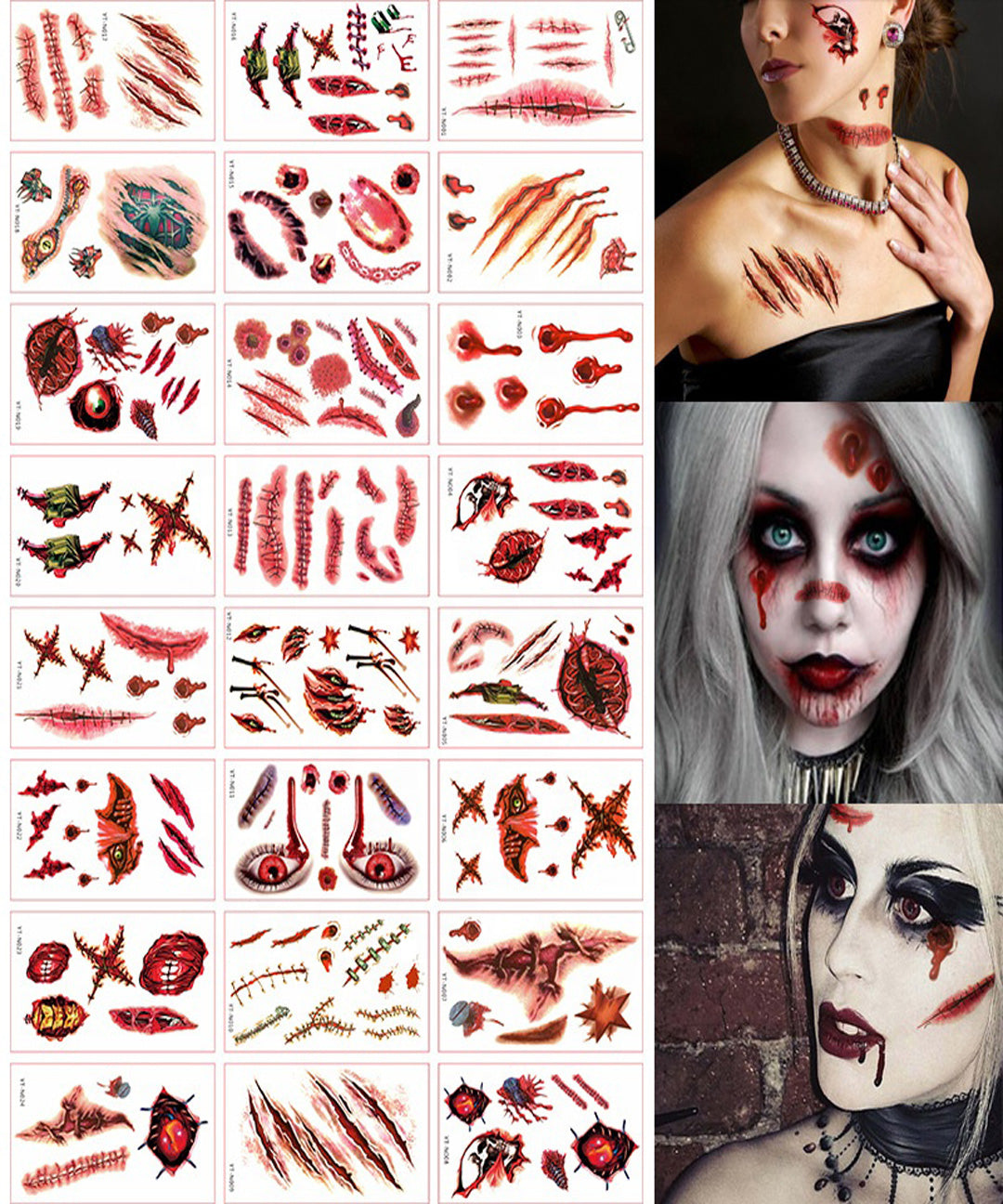piyonna Halloween Wound Tattoo Stickers Zombie Scar Maquillage Accessoires beauté Tatouage & Henné