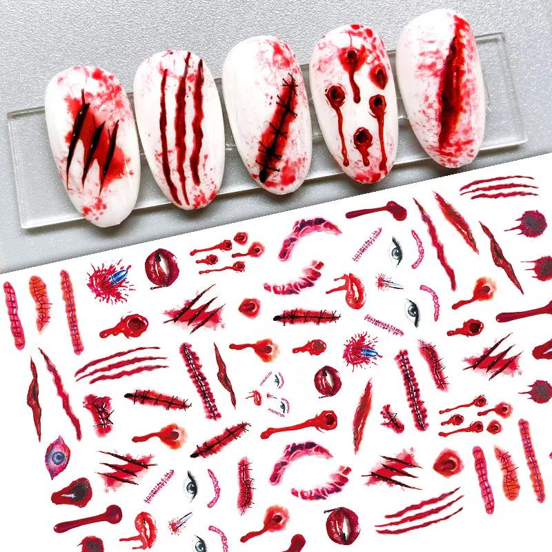 piyonna Halloween Party Nail Stickers Decals Cosplay Maquillage Ongles Faux ongle & Sticker