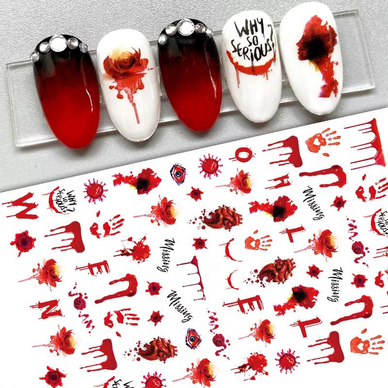 piyonna Halloween Party Nail Stickers Decals Cosplay Maquillage Ongles Faux ongle & Sticker