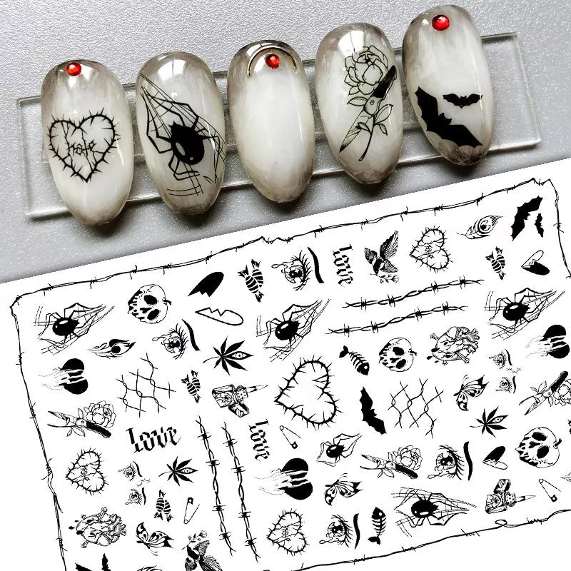 piyonna Halloween Party Nail Stickers Decals Cosplay Maquillage Ongles Faux ongle & Sticker