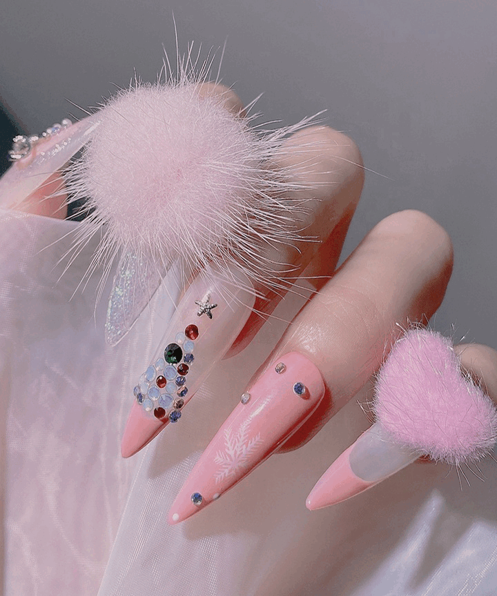 piyonna Magnetic Mink Fur Heart Parts Nail Art Maquillage Ongles Faux ongle & Sticker