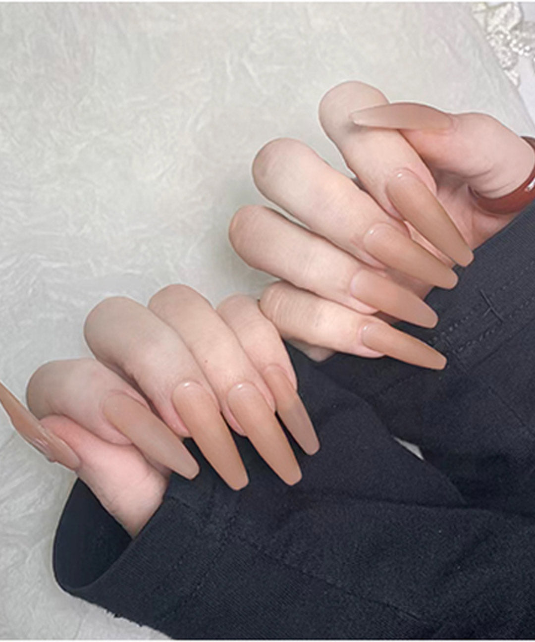 piyonna Solid Color Press On Nail Tips Ballerina Shape Long Maquillage Ongles Faux ongle & Sticker