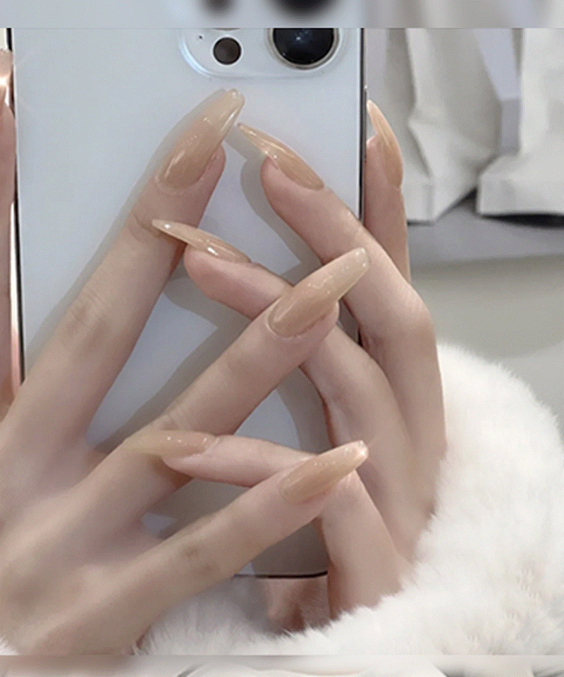 piyonna Solid Color Press On Nail Tips Ballerina Shape Long Maquillage Ongles Faux ongle & Sticker