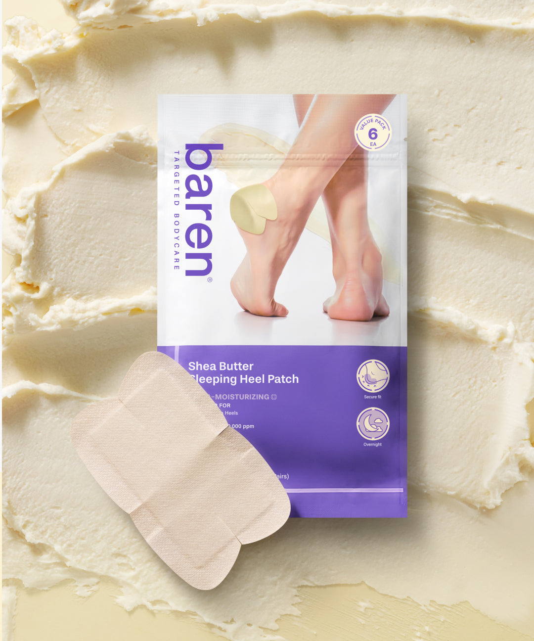 piyonna BAREN Shea Butter Sleeping Heel Patch (6P) Cheveux & Soins corps Soin du corps Soin des pieds