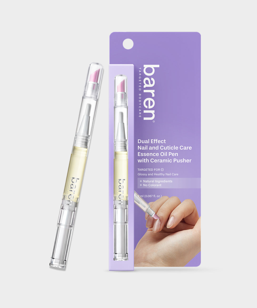 piyonna BAREN Dual Effect Nail and Cuticle Care Essence Oil Pen with Ceramic Pusher 2ml Makeup Nail Nail Tools