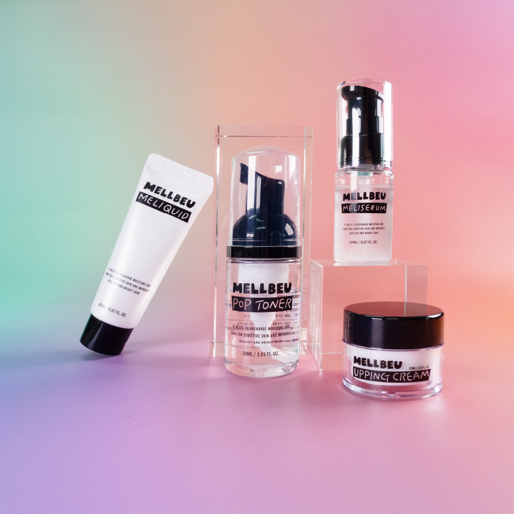 piyonna Miniature Pop Toner 30ml + Miniature Meliquid 20ml + Miniature Upping Cream 15ml + Miniature Merry Serum 20ml Face Care Skincare Set
