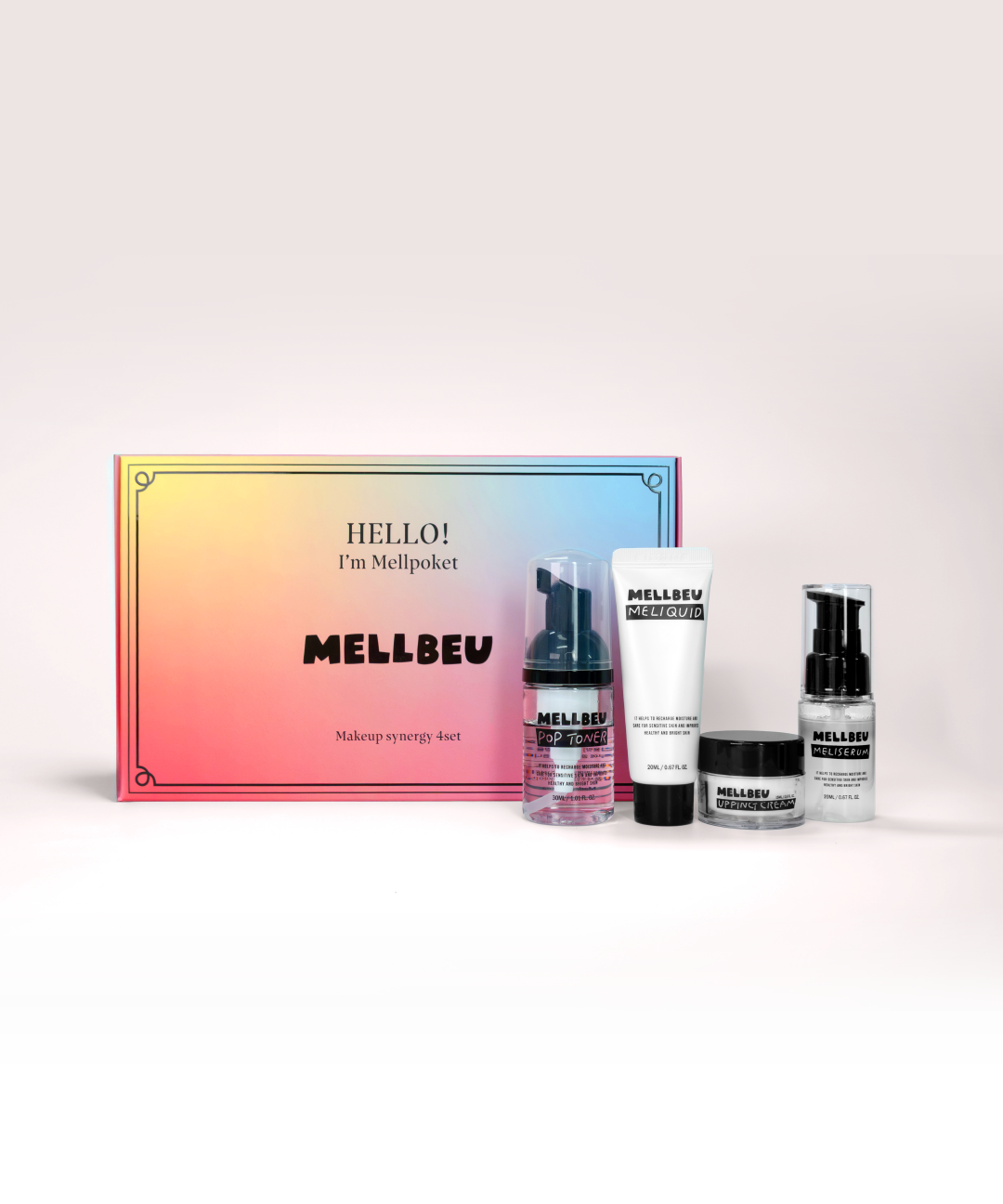 piyonna Miniature Pop Toner 30ml + Miniature Meliquid 20ml + Miniature Upping Cream 15ml + Miniature Merry Serum 20ml Face Care Skincare Set