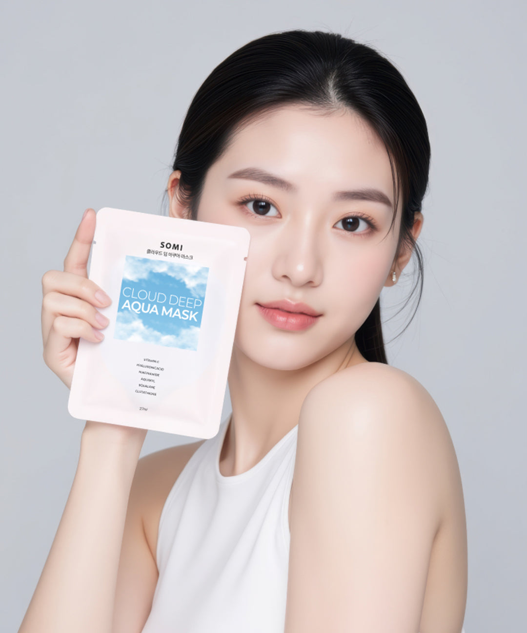 piyonna Somi Cosmetics Cloud Deep Aqua Mask 27ml 5 Sheets with Clear Pouch Masque Masque visage