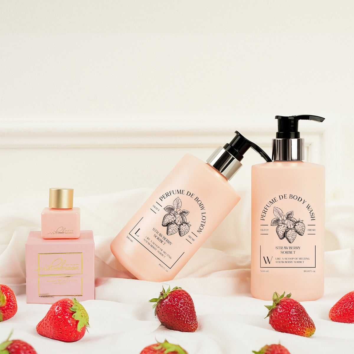piyonna Perfume de Body Wash Strawberry Sorbet 300ml Cheveux & Soins corps Soin du corps Gel douche