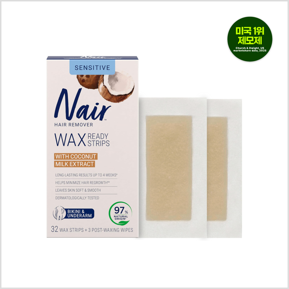 piyonna Nair Sensitive Underarm & Bikini Hair Removal Wax Strips 32+3 Sheets Coconut Milk Oil Cheveux & Soins corps Soin du corps Épilation