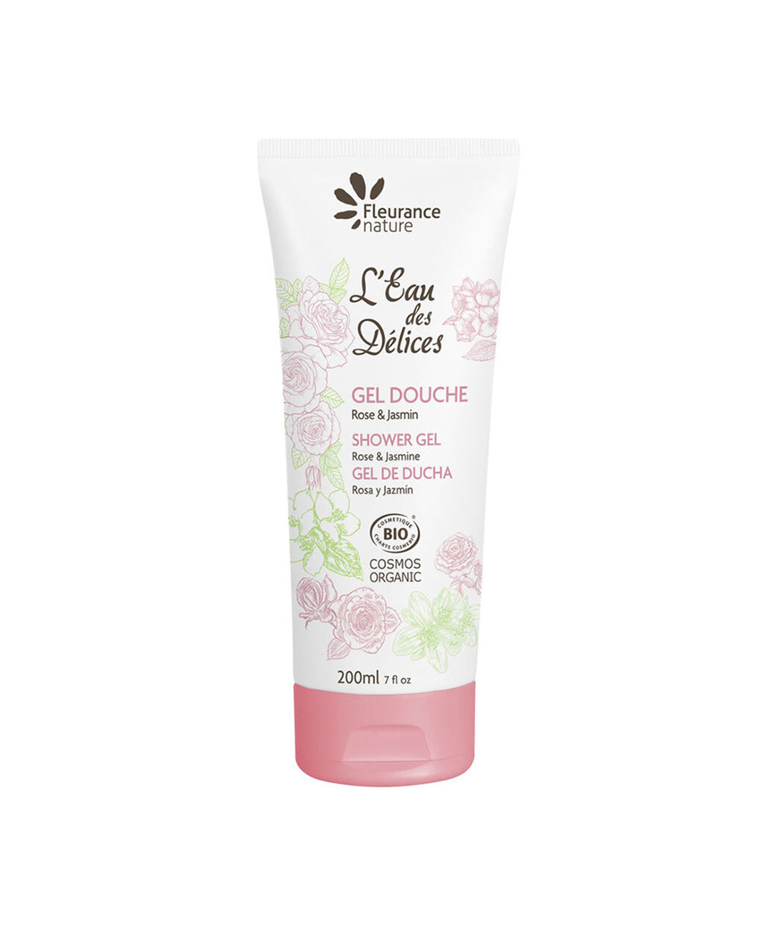 piyonna Fleurence Nature Organic Shower Gel Eau de Delicious Rose and Jasmine 200ml Cheveux & Soins corps Soin du corps Gel douche