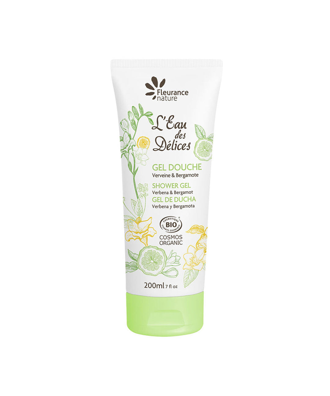 piyonna Fleurence Nature Organic Shower Gel Eau de Delicious Verbena and Bergamot 200ml Cheveux & Soins corps Soin du corps Gel douche