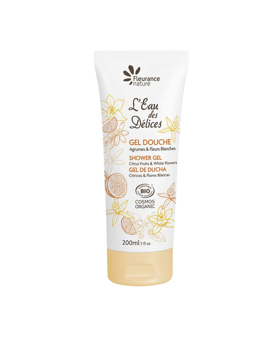 piyonna Fleurence Nature Organic Shower Gel Eau de Delicious Citrus and White Flowers 200ml Cheveux & Soins corps Soin du corps Gel douche