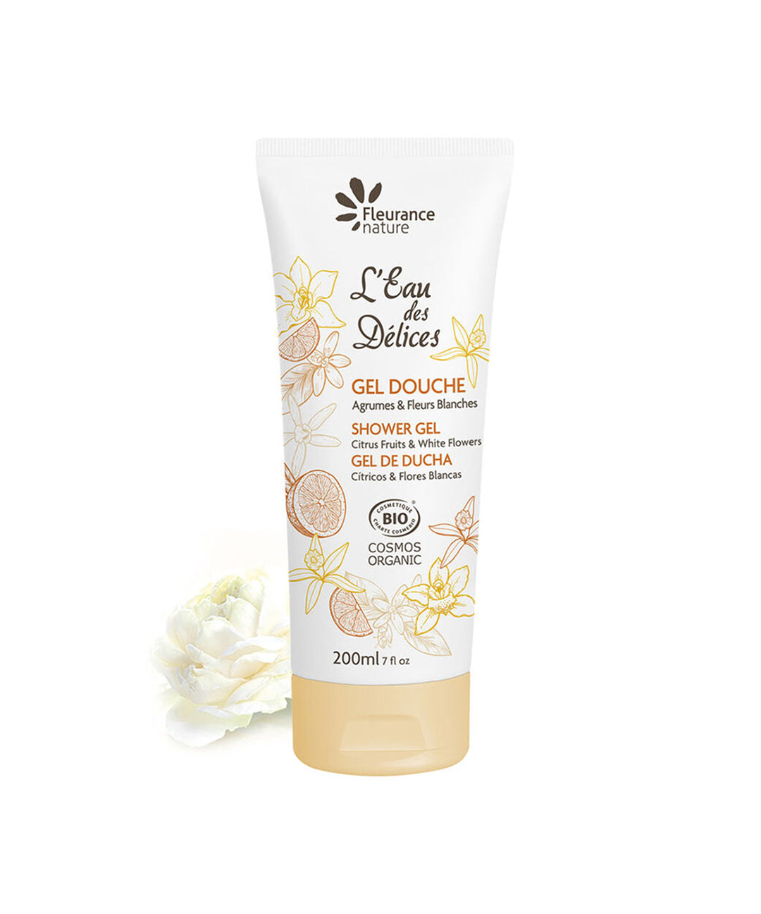 piyonna Fleurence Nature Organic Shower Gel Eau de Delicious Citrus and White Flowers 200ml Cheveux & Soins corps Soin du corps Gel douche