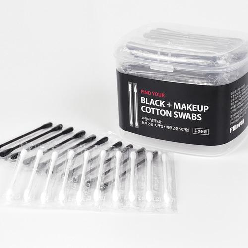 piyonna Finedew Individually Wrapped Black Spiral Cotton Swabs 90p+Makeup Swabs 90p Maquillage Access. beauté Coton