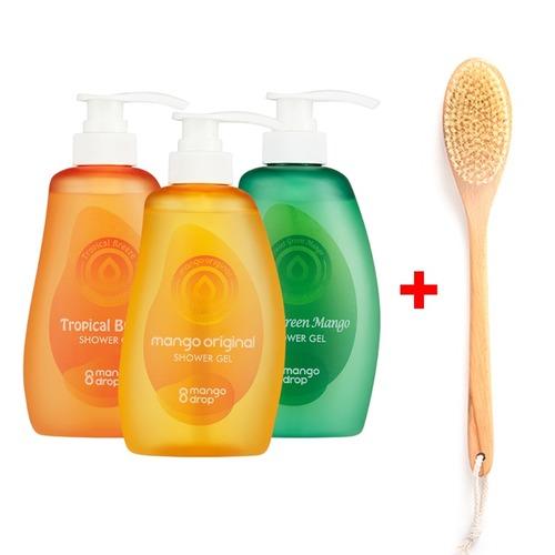 piyonna Mango Drop Shower Gel Body Wash 500ml + Finedew Bamboo Body Brush Cheveux & Soins corps Soin du corps Gel douche