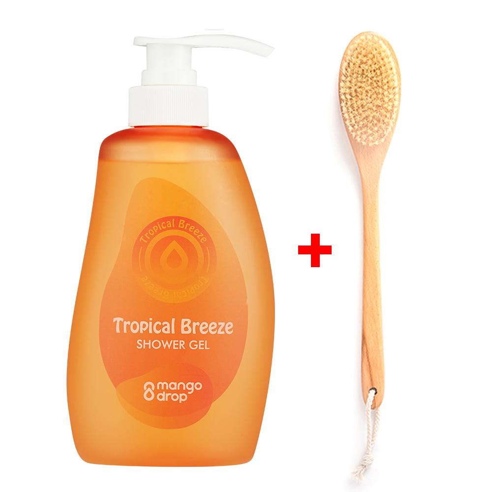 piyonna Mango Drop Shower Gel Body Wash 500ml + Finedew Bamboo Body Brush Cheveux & Soins corps Soin du corps Gel douche