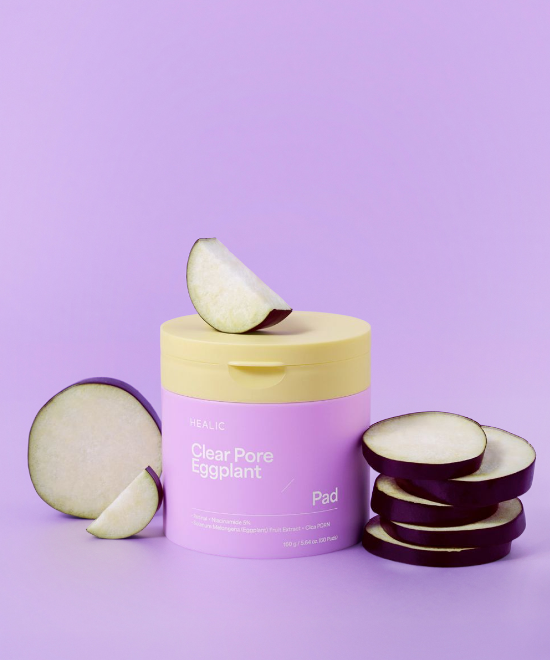 piyonna Healic Clear Pore Retinal Eggplant Pad 60 Sheets Soins visage Toner Pads tonifiants